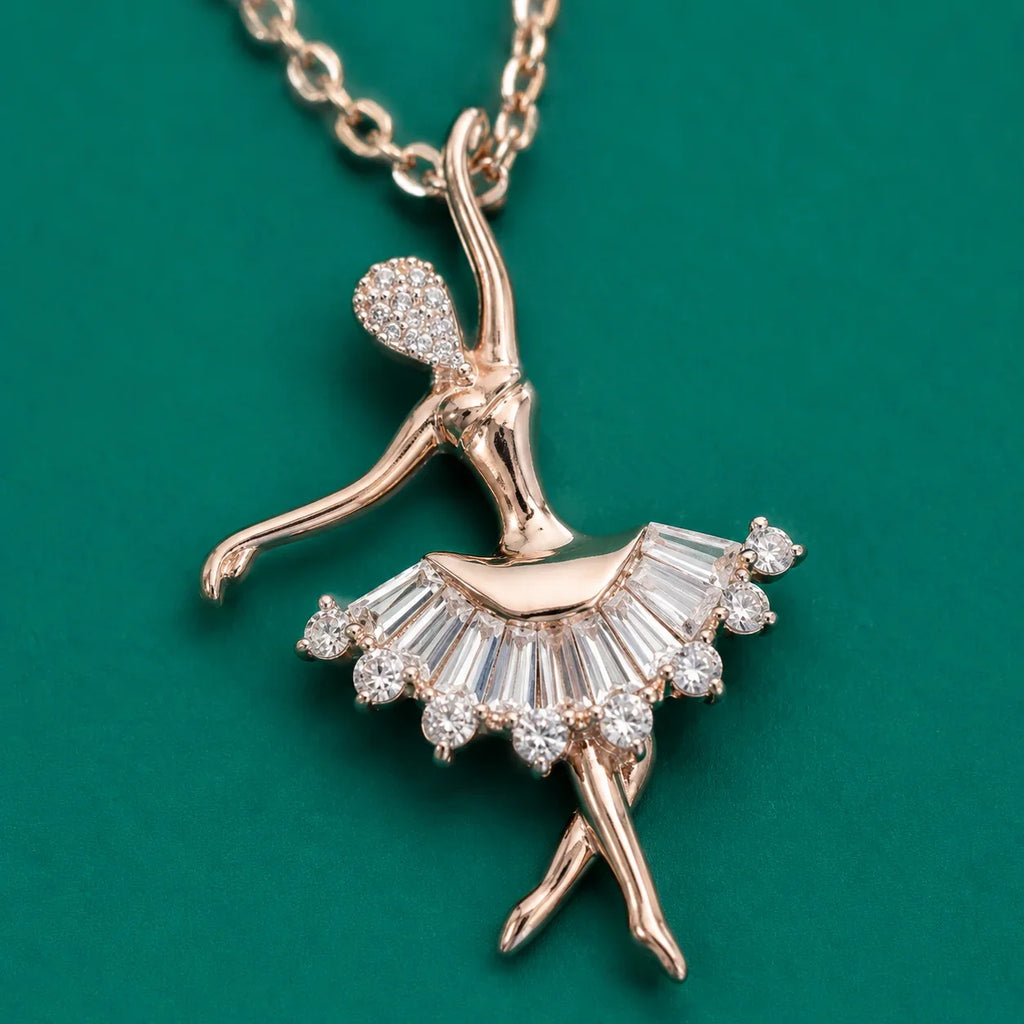 Rose Gold Ballerina Pendant Necklace