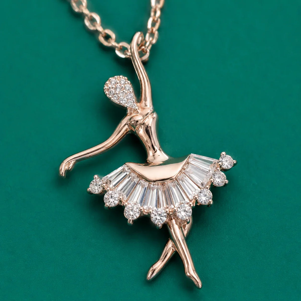 Rose Gold Ballerina Pendant Necklace