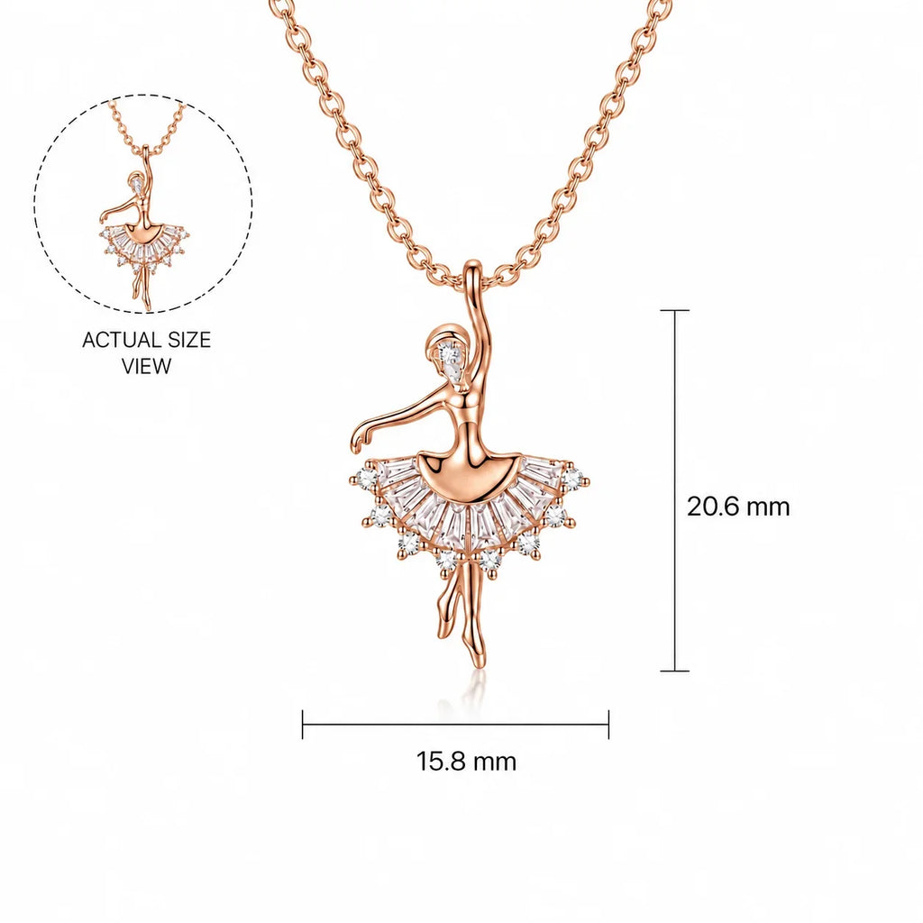 Rose Gold Ballerina Pendant Necklace