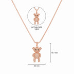 Rose Gold Crystal Teddy Bear Pendant Necklace