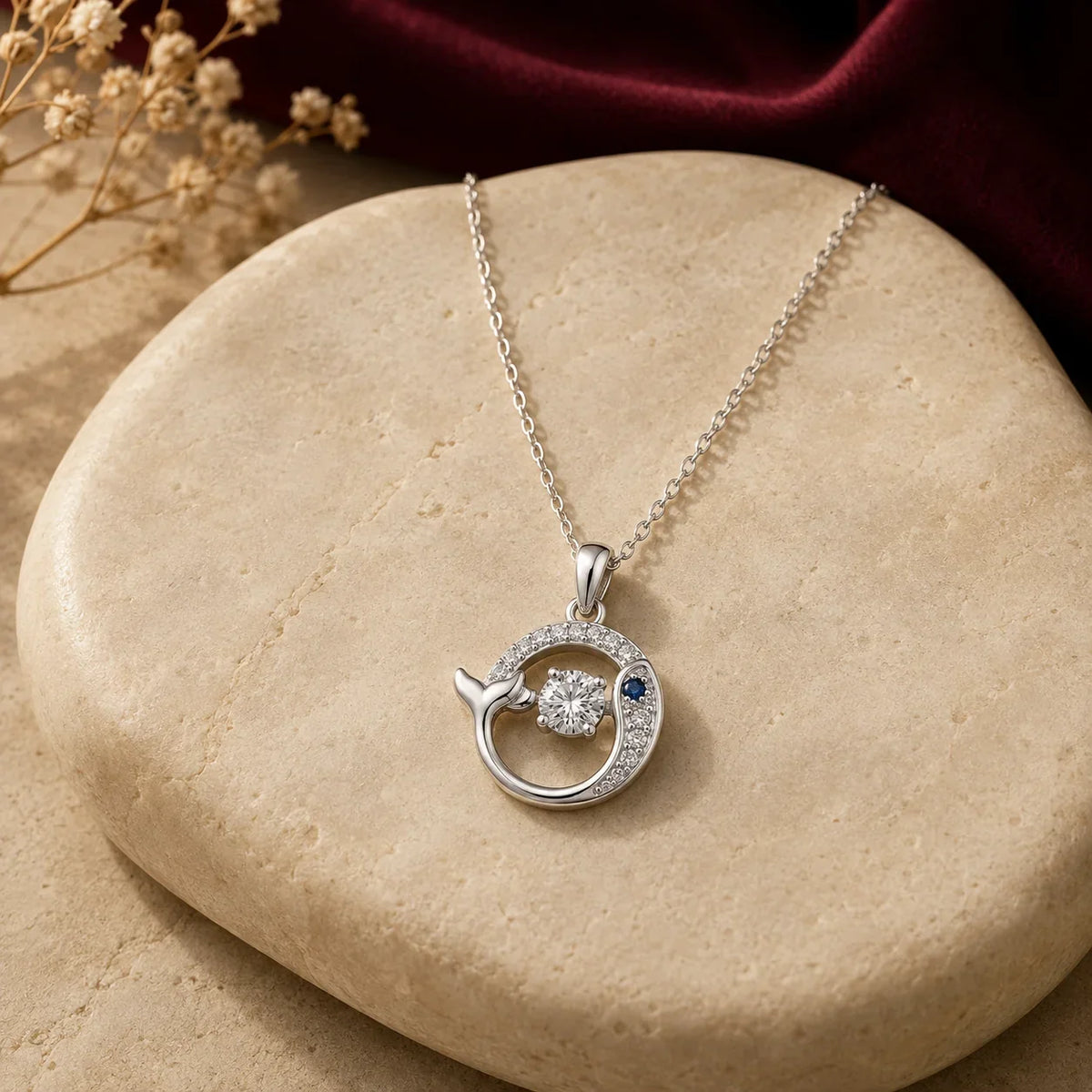 Open Circle Crystal Pendant Necklace