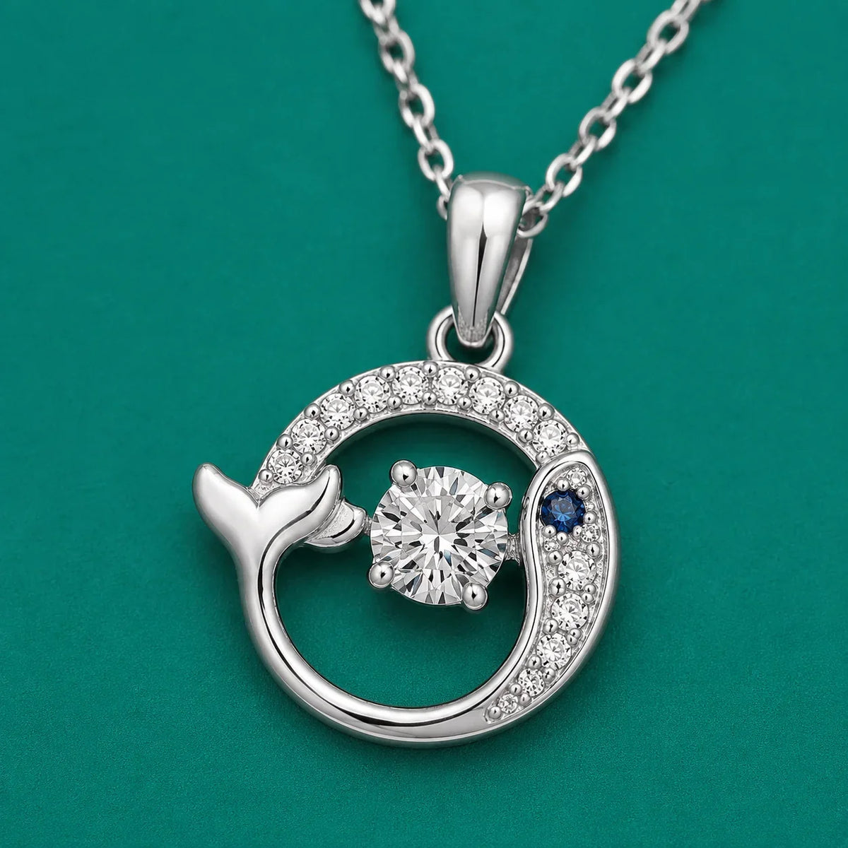 Open Circle Crystal Pendant Necklace