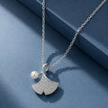 Ginkgo Leaf Pearl Pendant Necklace
