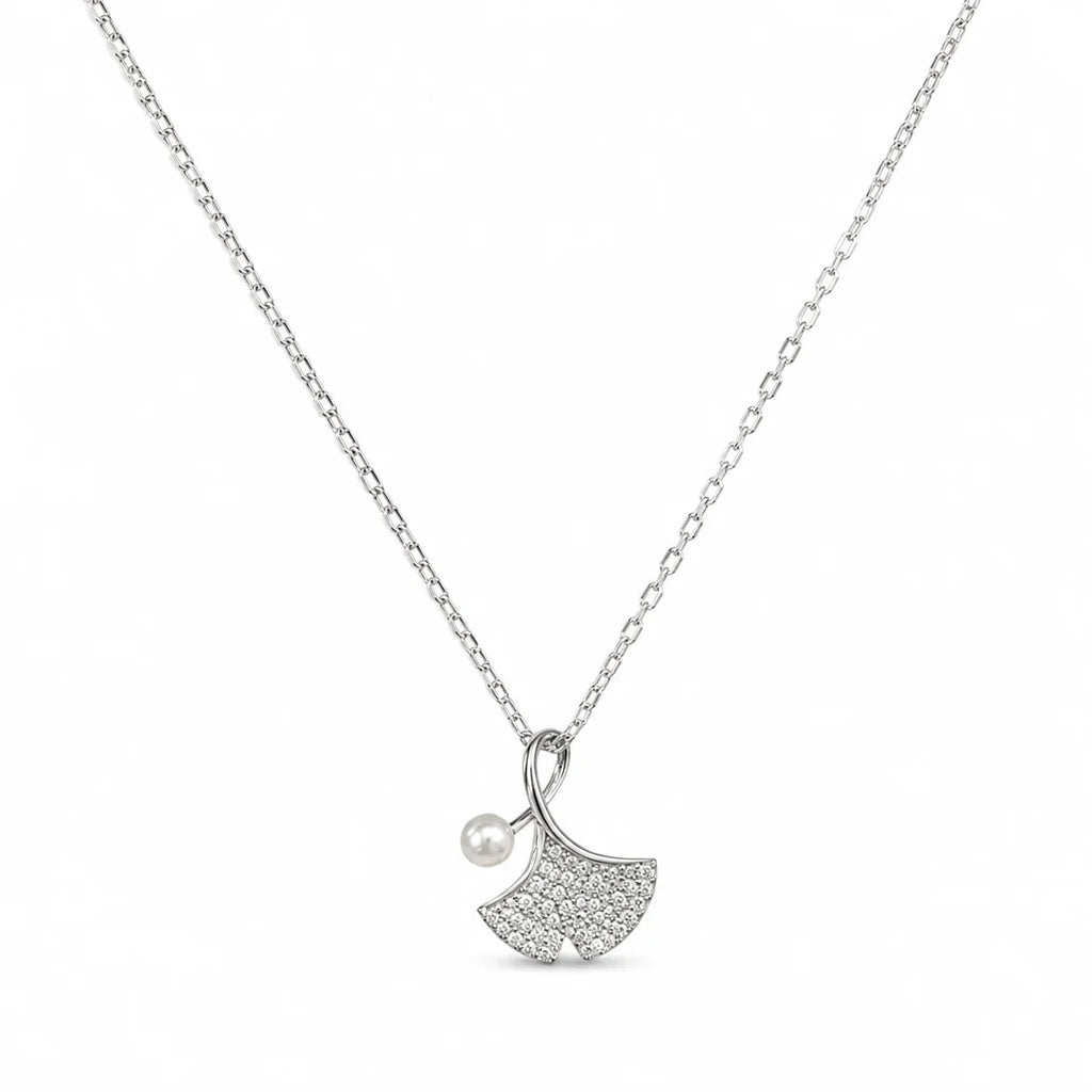 Ginkgo Leaf Pearl Pendant Necklace