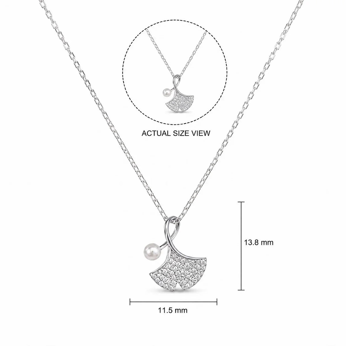 Ginkgo Leaf Pearl Pendant Necklace