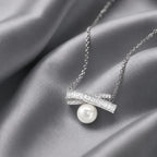 Pearl & Baguette Bar Pendant Necklace