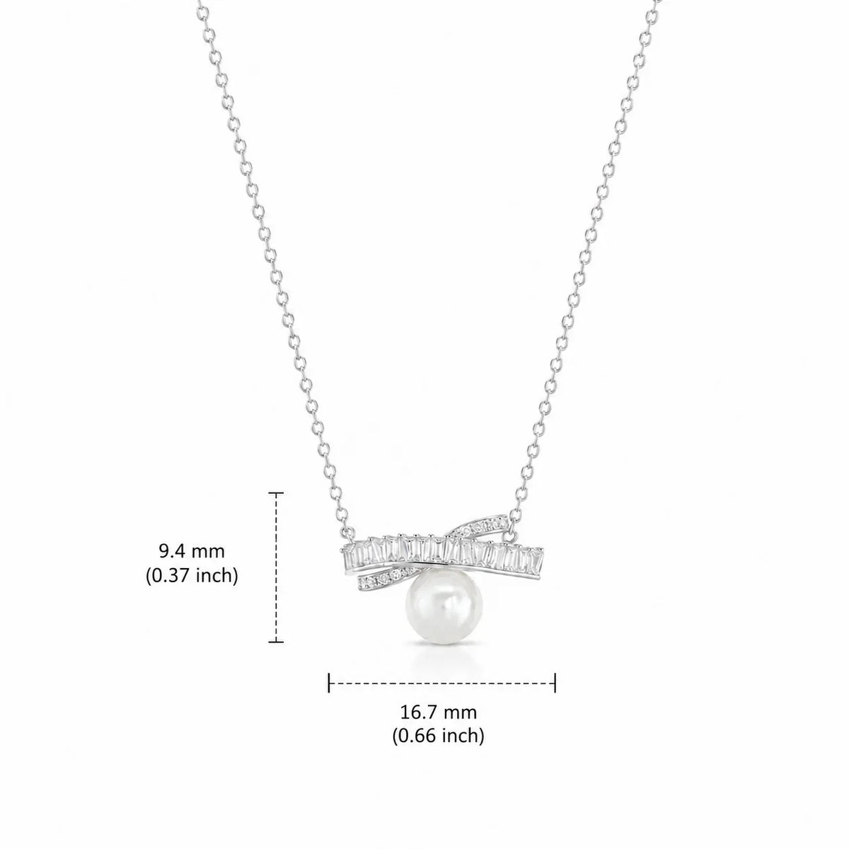 Pearl & Baguette Bar Pendant Necklace