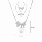 Crystal Bow Pearl Drop Pendant Necklace