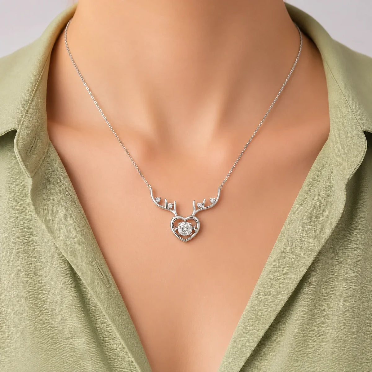 Crystal Heart Charm Chain Necklace