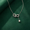 Crystal Infinity Pendant Necklace with Pearl