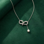 Crystal Infinity Pendant Necklace with Pearl