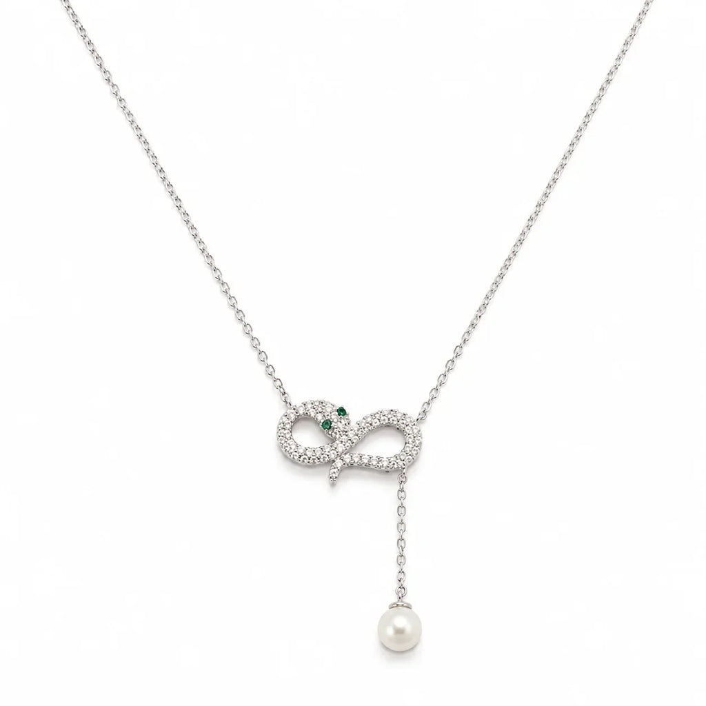 Crystal Infinity Pendant Necklace with Pearl