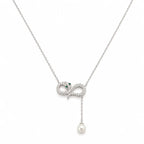 Crystal Infinity Pendant Necklace with Pearl
