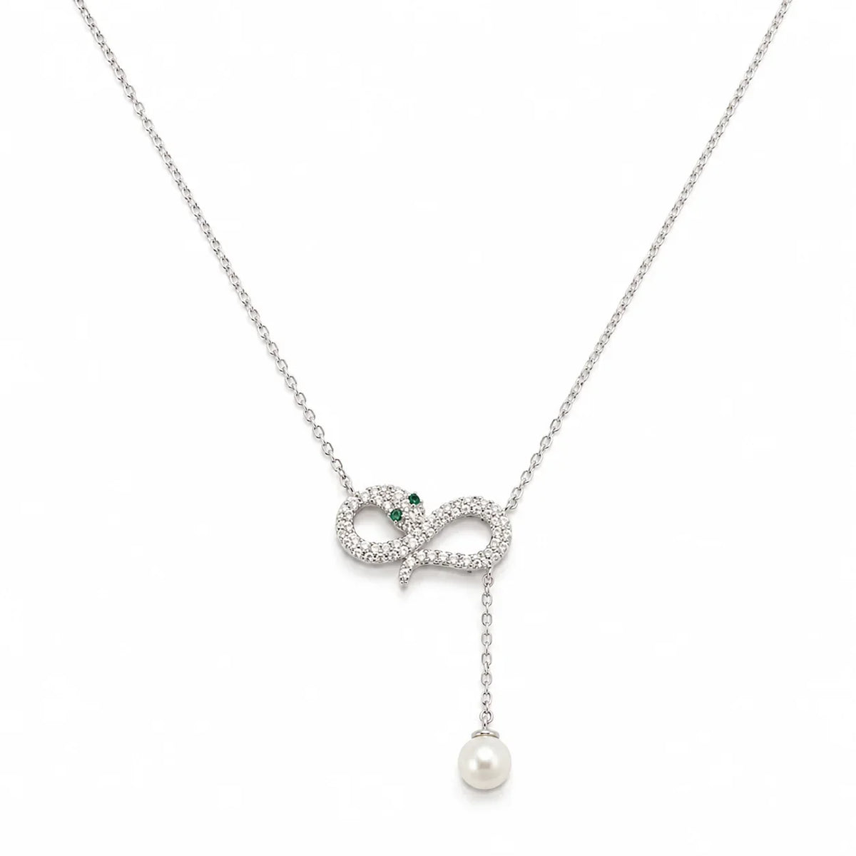 Crystal Infinity Pendant Necklace with Pearl