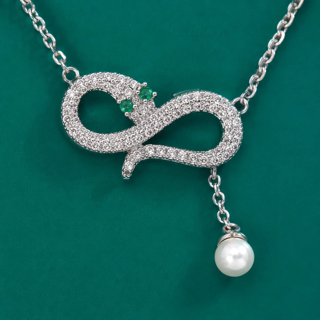 Crystal Infinity Pendant Necklace with Pearl