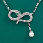 Crystal Infinity Pendant Necklace with Pearl