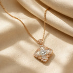 Rose Gold Floral Crystal Pendant Necklace