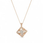Rose Gold Floral Crystal Pendant Necklace