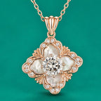 Rose Gold Floral Crystal Pendant Necklace