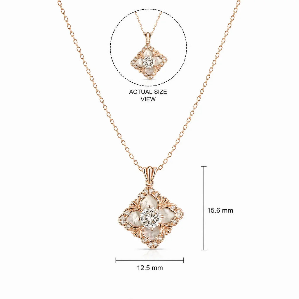 Rose Gold Floral Crystal Pendant Necklace
