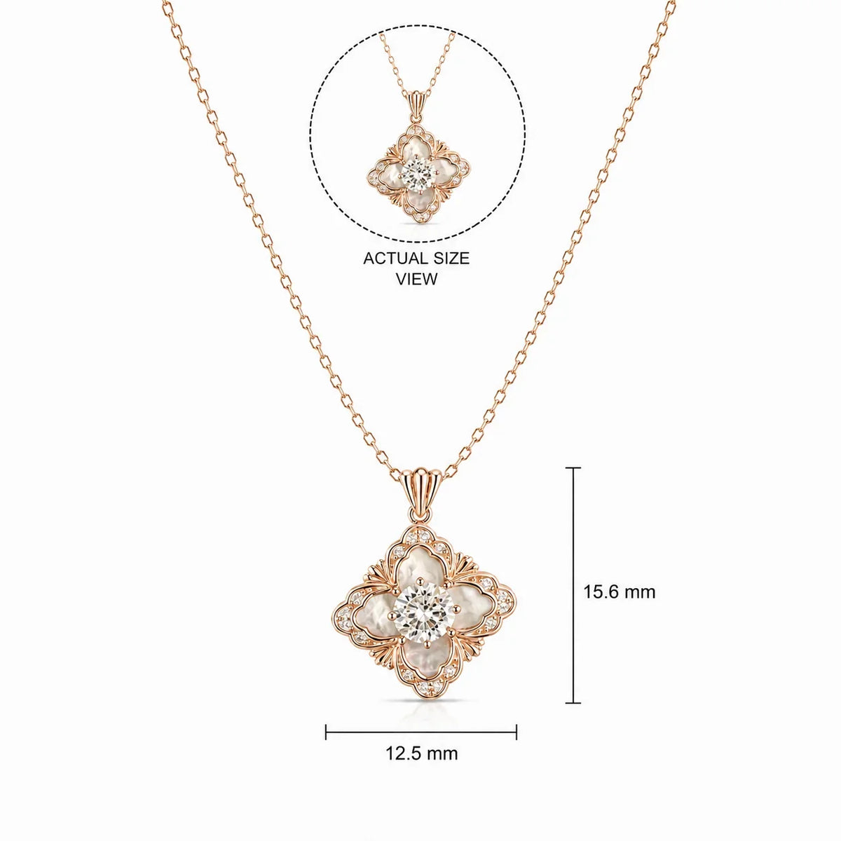 Rose Gold Floral Crystal Pendant Necklace