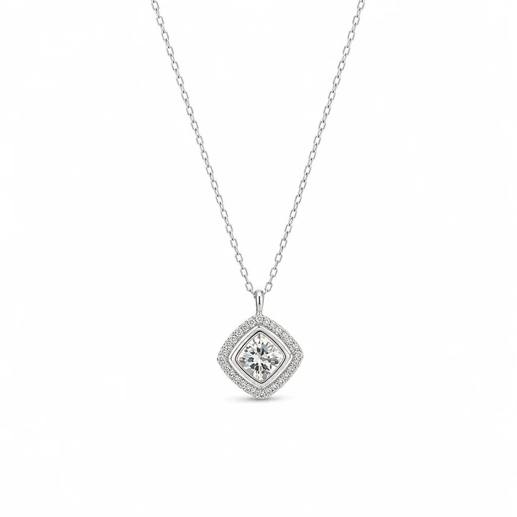 Square Solitaire Pendant Necklace