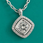 Square Solitaire Pendant Necklace