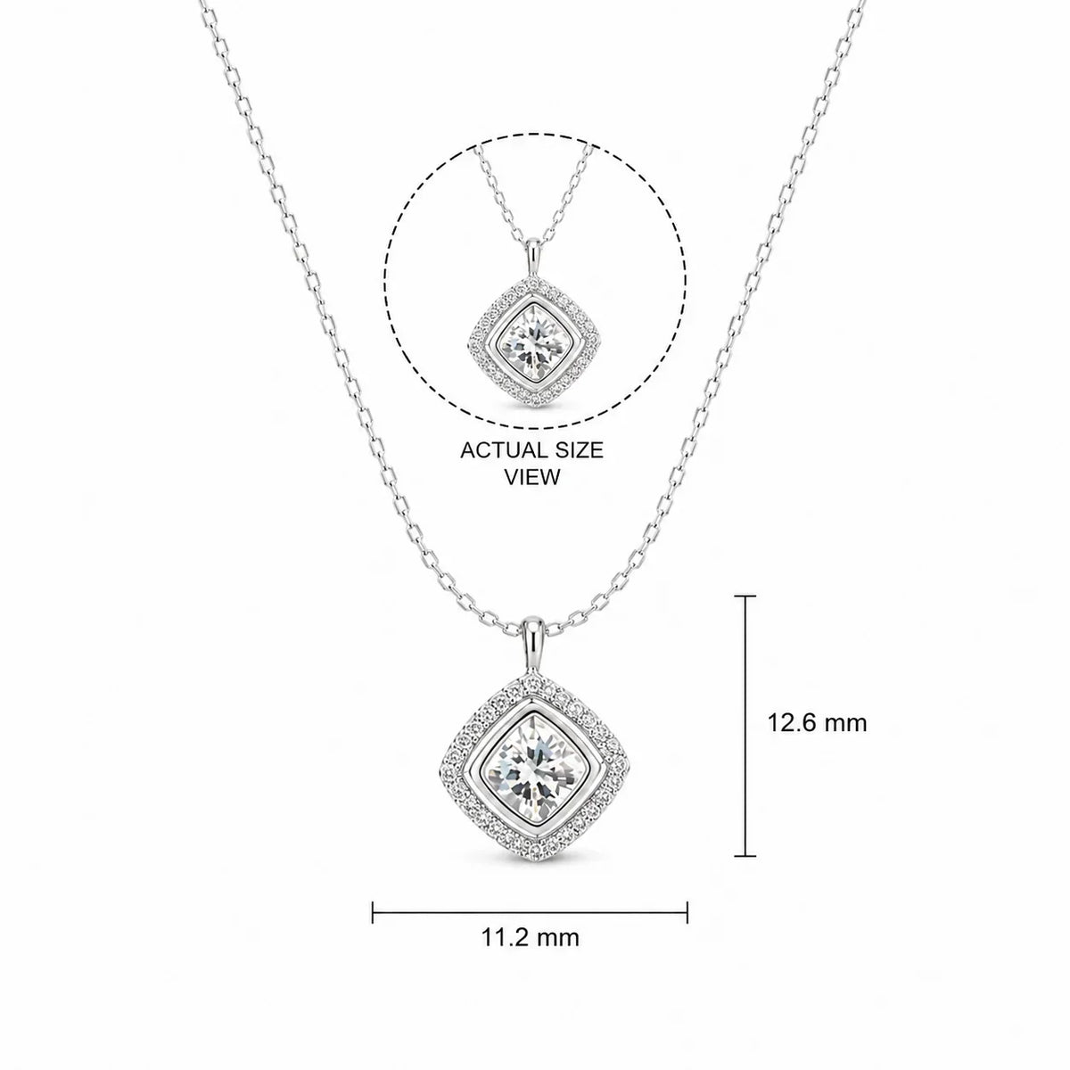 Square Solitaire Pendant Necklace