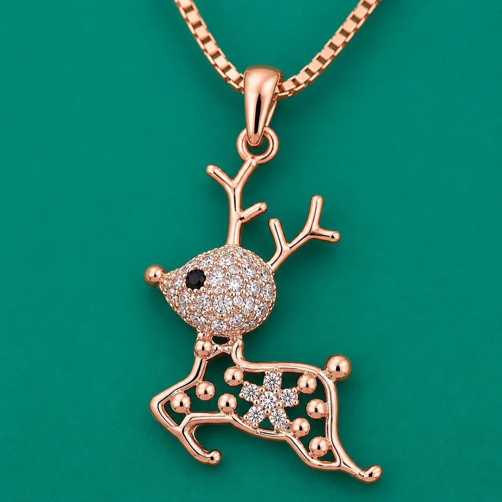 Leaping Deer Pendant Necklace