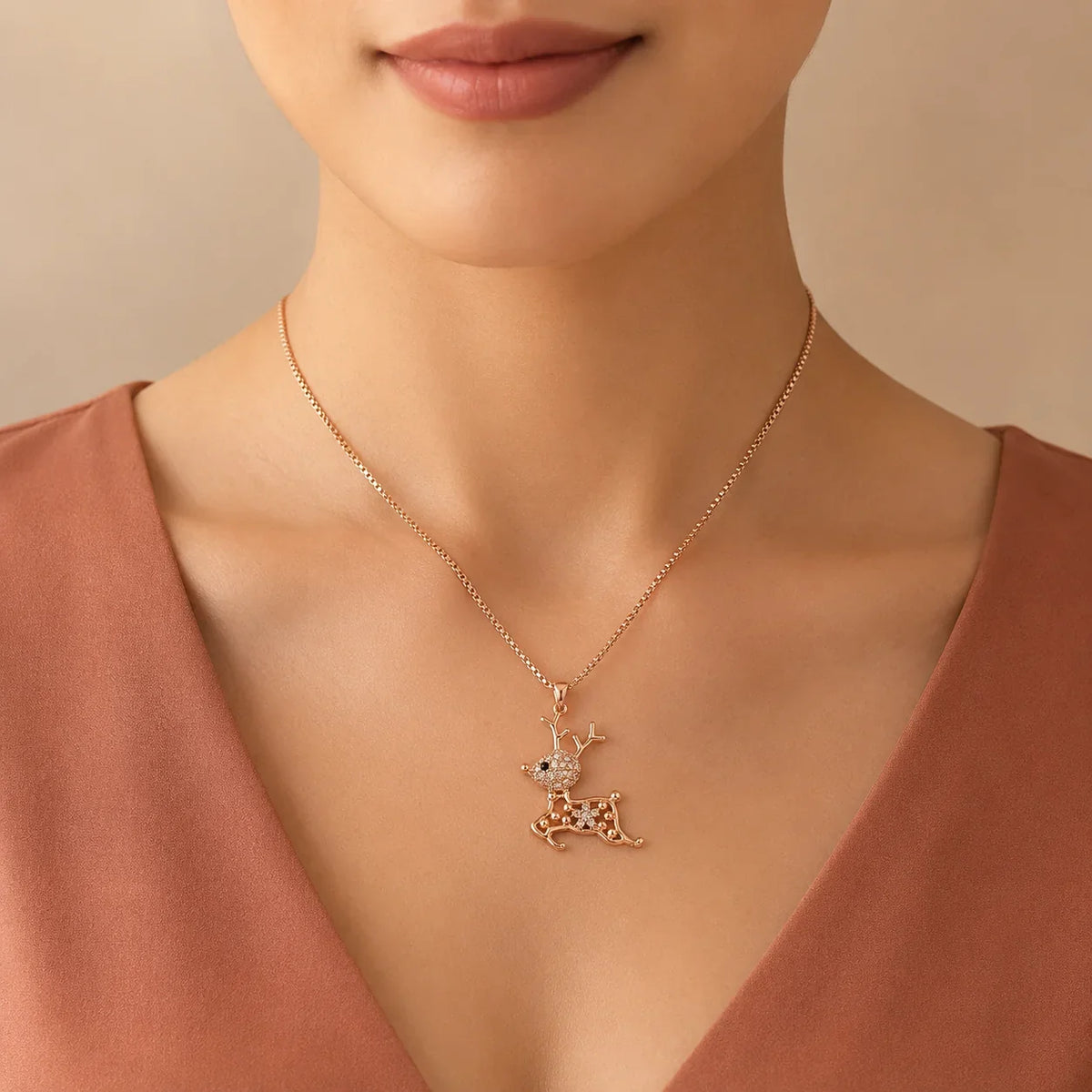 Leaping Deer Pendant Necklace