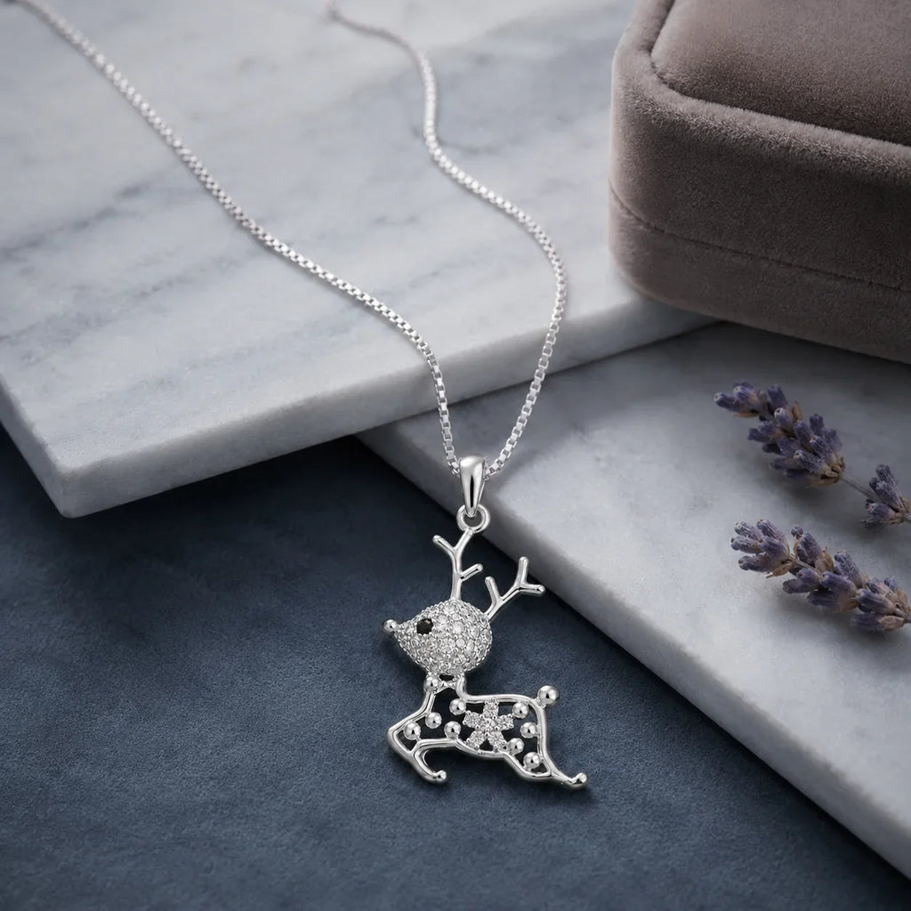 Leaping Deer Pendant Necklace