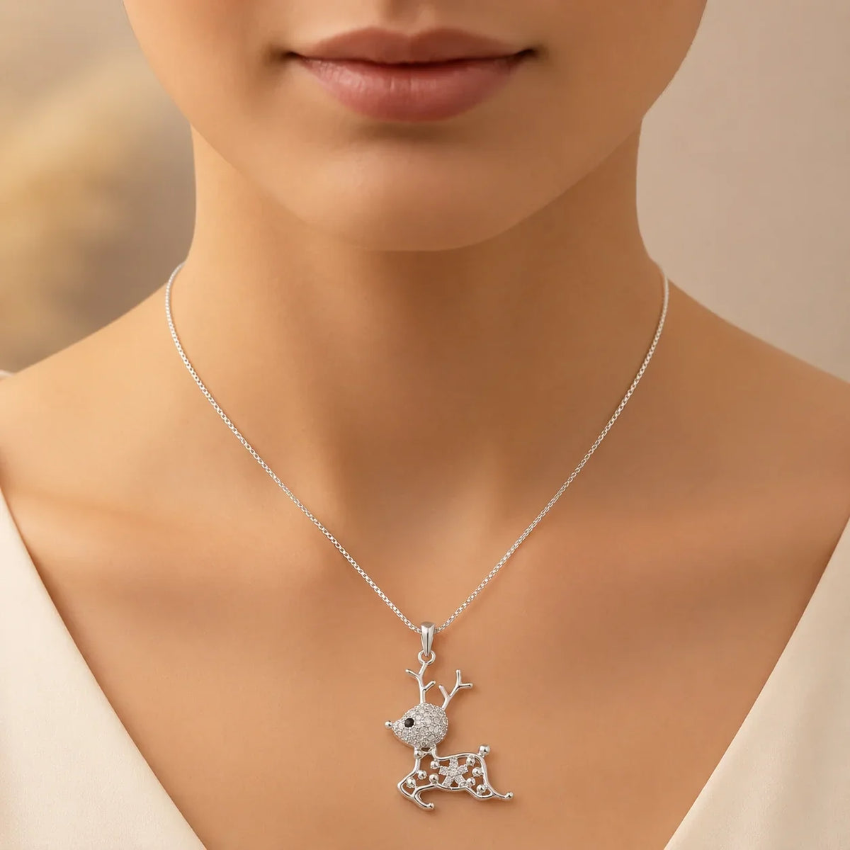 Leaping Deer Pendant Necklace