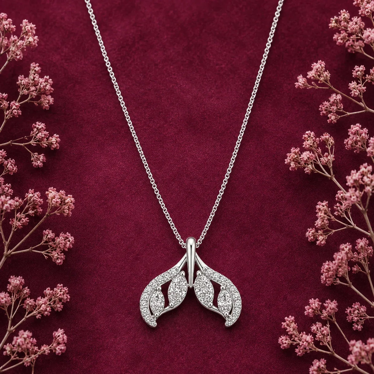 Crystal Leaf Pendant Necklace