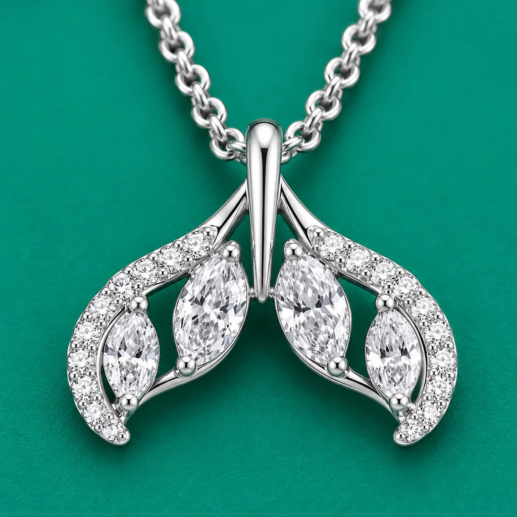 Crystal Leaf Pendant Necklace