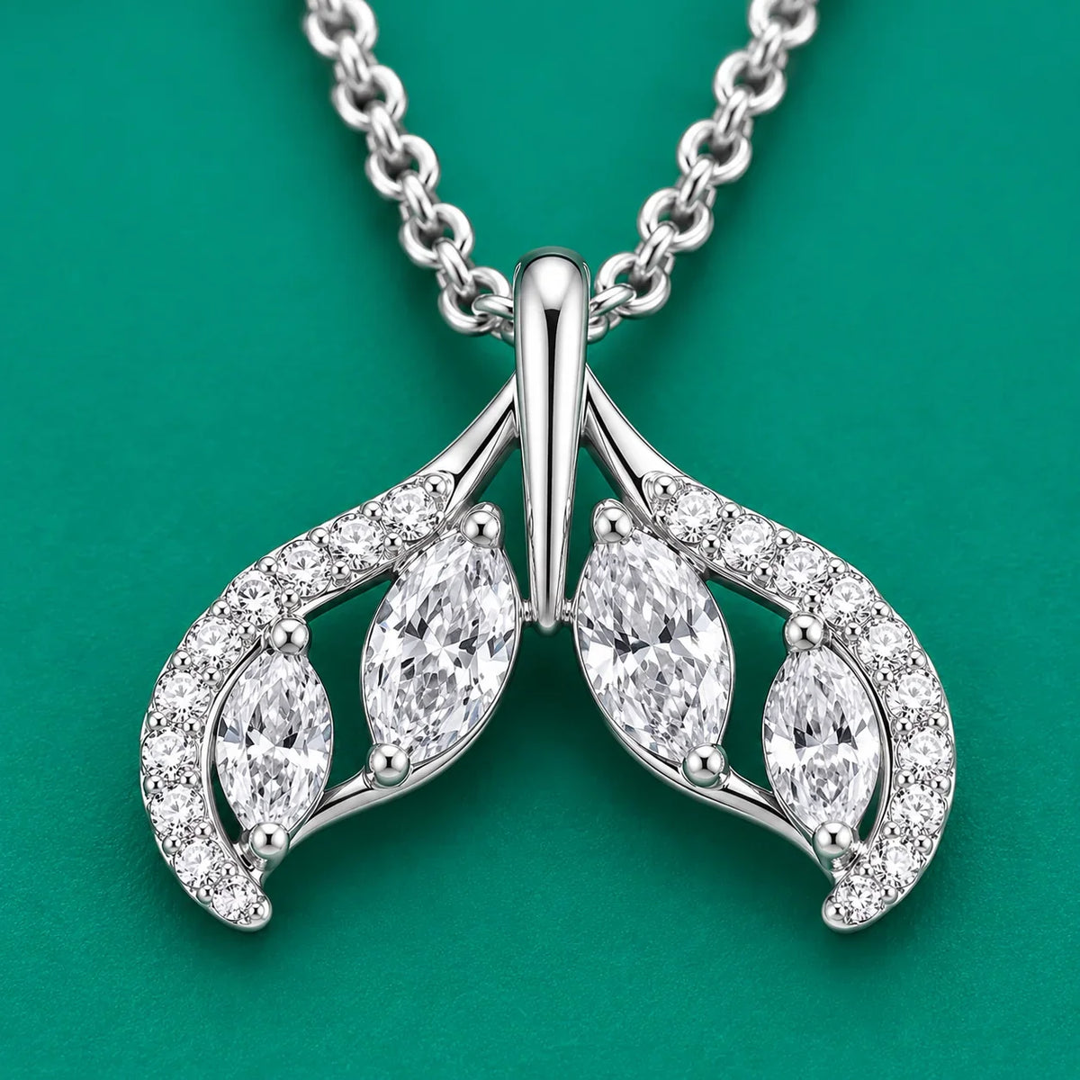 Crystal Leaf Pendant Necklace