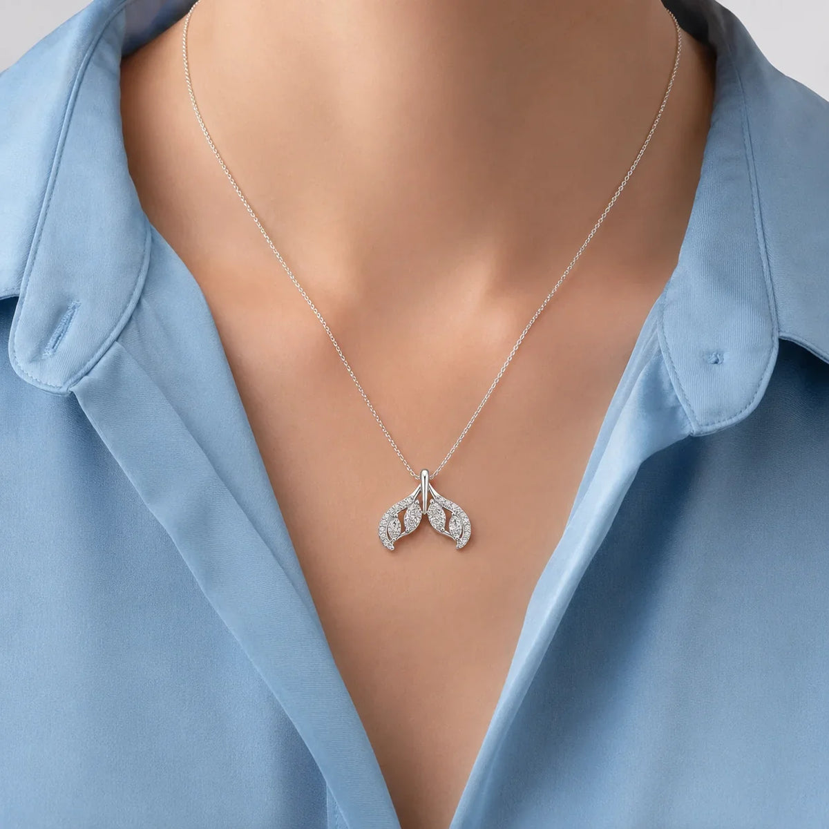 Crystal Leaf Pendant Necklace
