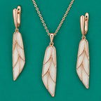 Rose Gold Leaf Necklace & Drop Earrings Set