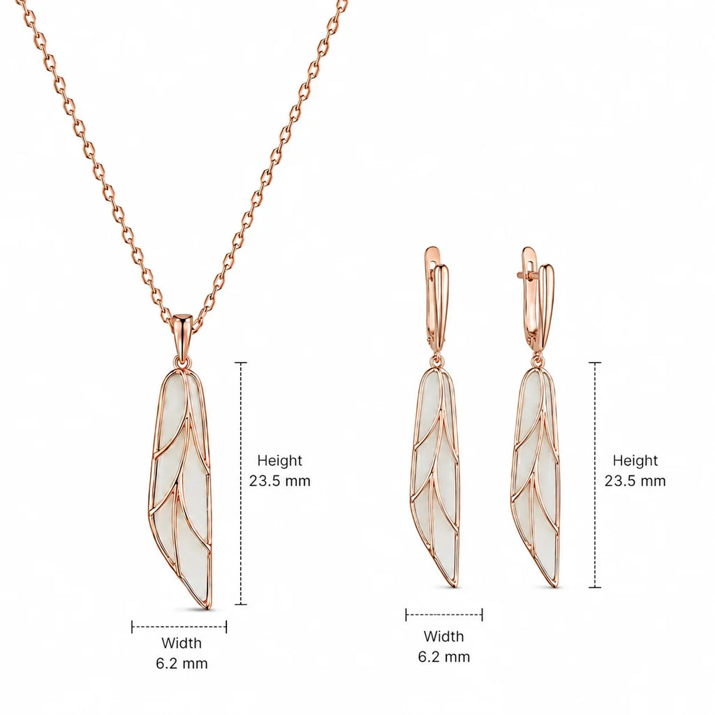 Rose Gold Leaf Necklace & Drop Earrings Set