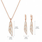 Rose Gold Leaf Necklace & Drop Earrings Set