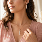 Rose Gold Leaf Necklace & Drop Earrings Set