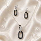 Black Ceramic Oval Pendant Set