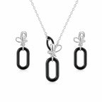 Black Ceramic Oval Pendant Set