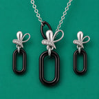 Black Ceramic Oval Pendant Set