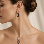 Black Ceramic Oval Pendant Set