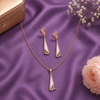 Rose Gold Geometric Triangle Pendant Set