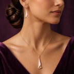 Rose Gold Geometric Triangle Pendant Set