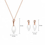 White Ceramic & Rose Gold Leaf Pendant Set