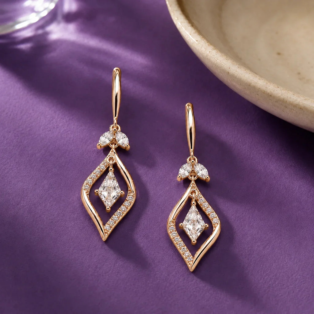 Rose Gold Crystal Drop Earrings