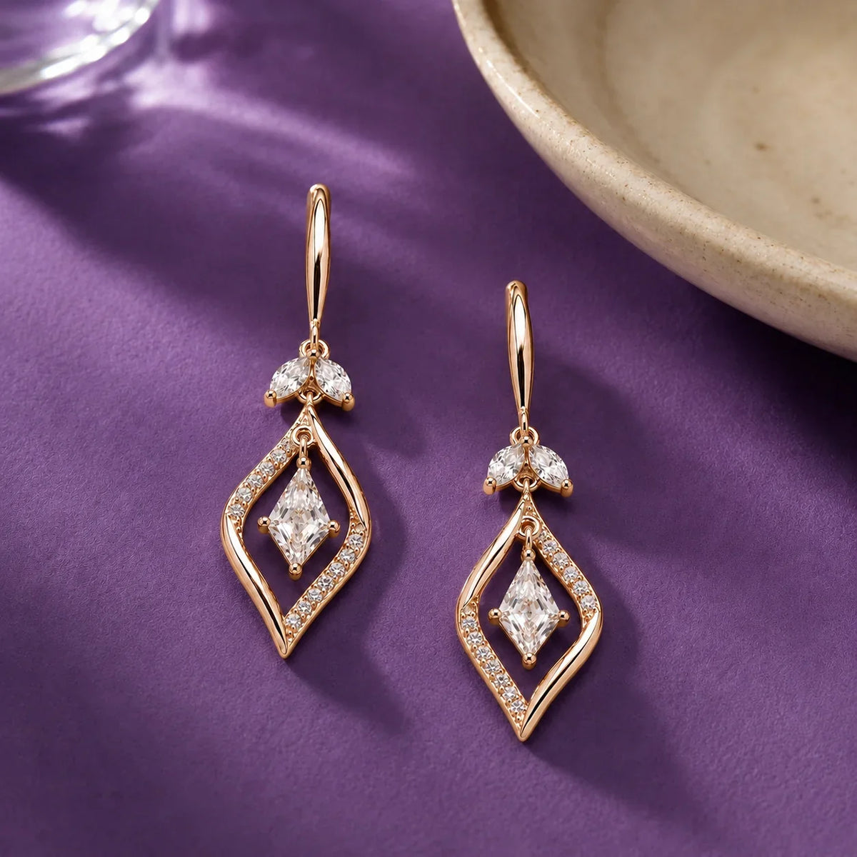 Rose Gold Crystal Drop Earrings