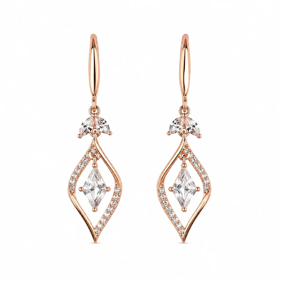 Rose Gold Crystal Drop Earrings